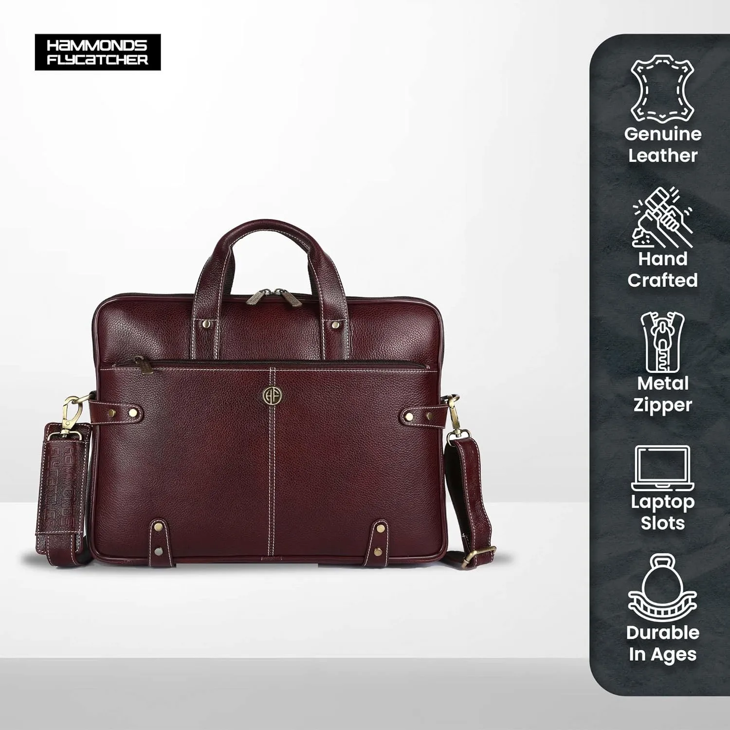 Leather Laptop Bag for Men - Fits Upto 16 Inch Laptop/MacBook - Premium Office Bag with 1 Year Warranty