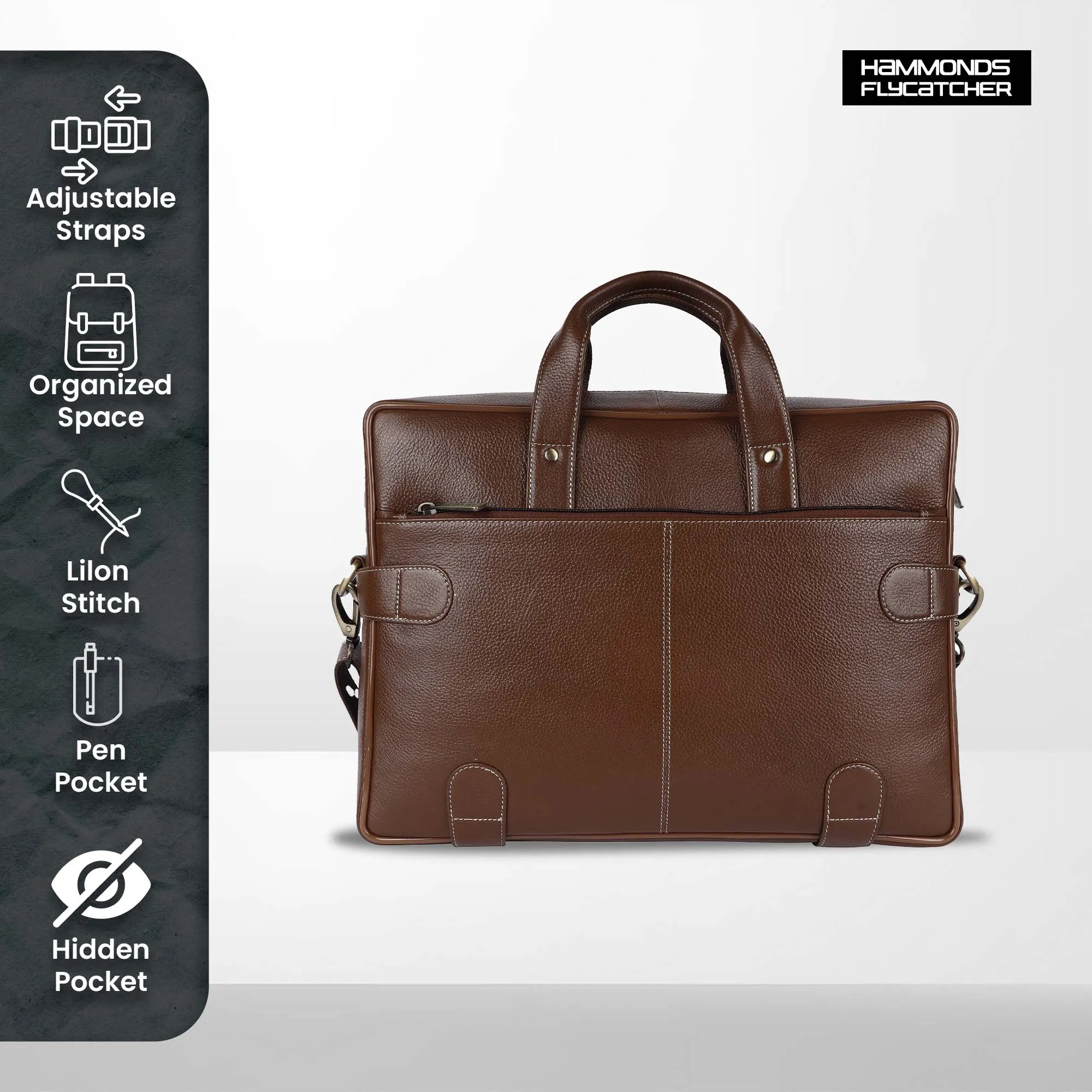 Leather Laptop Bag for Men - Fits Upto 16 Inch Laptop/MacBook - Premium Office Bag with 1 Year Warranty