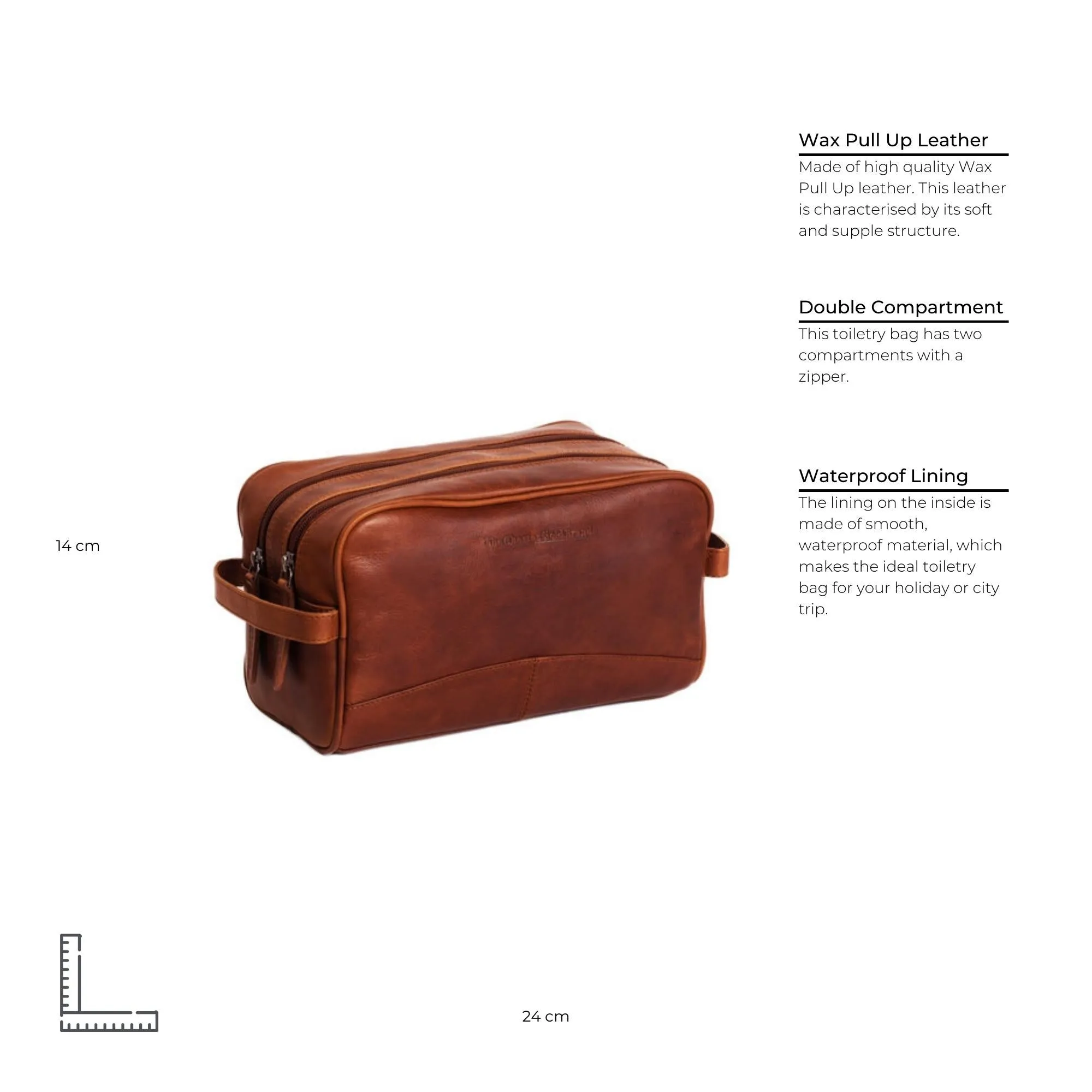 Leather Toiletry Bag Cognac Stacey