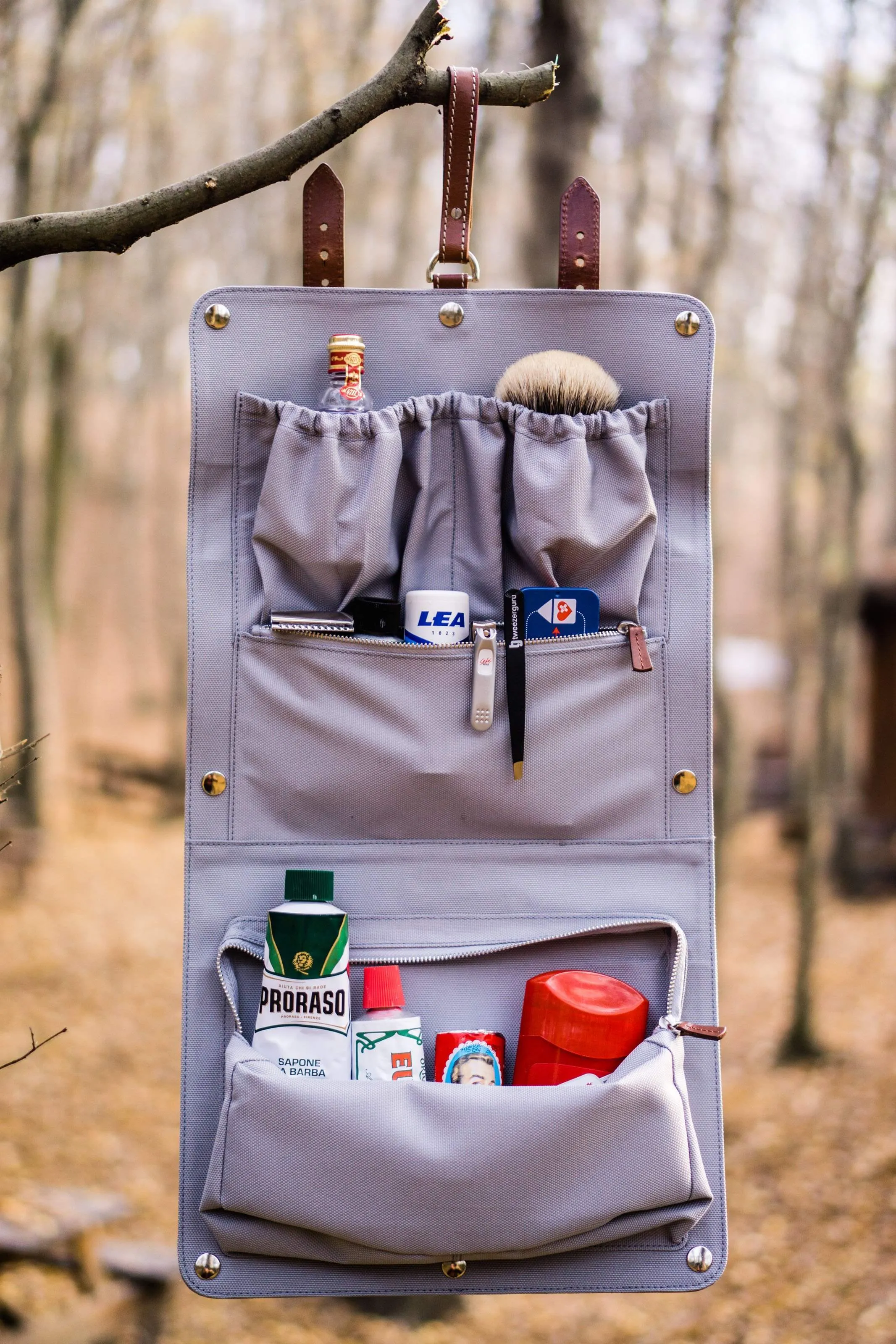 Leather Toiletry / Travel Bag - Brown