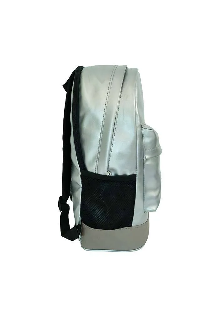 Leatherette Laptop Backpack & Bags Silver and Beige