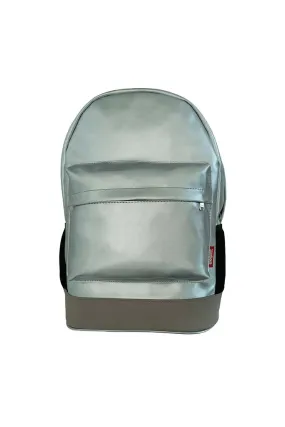 Leatherette Laptop Backpack & Bags Silver and Beige