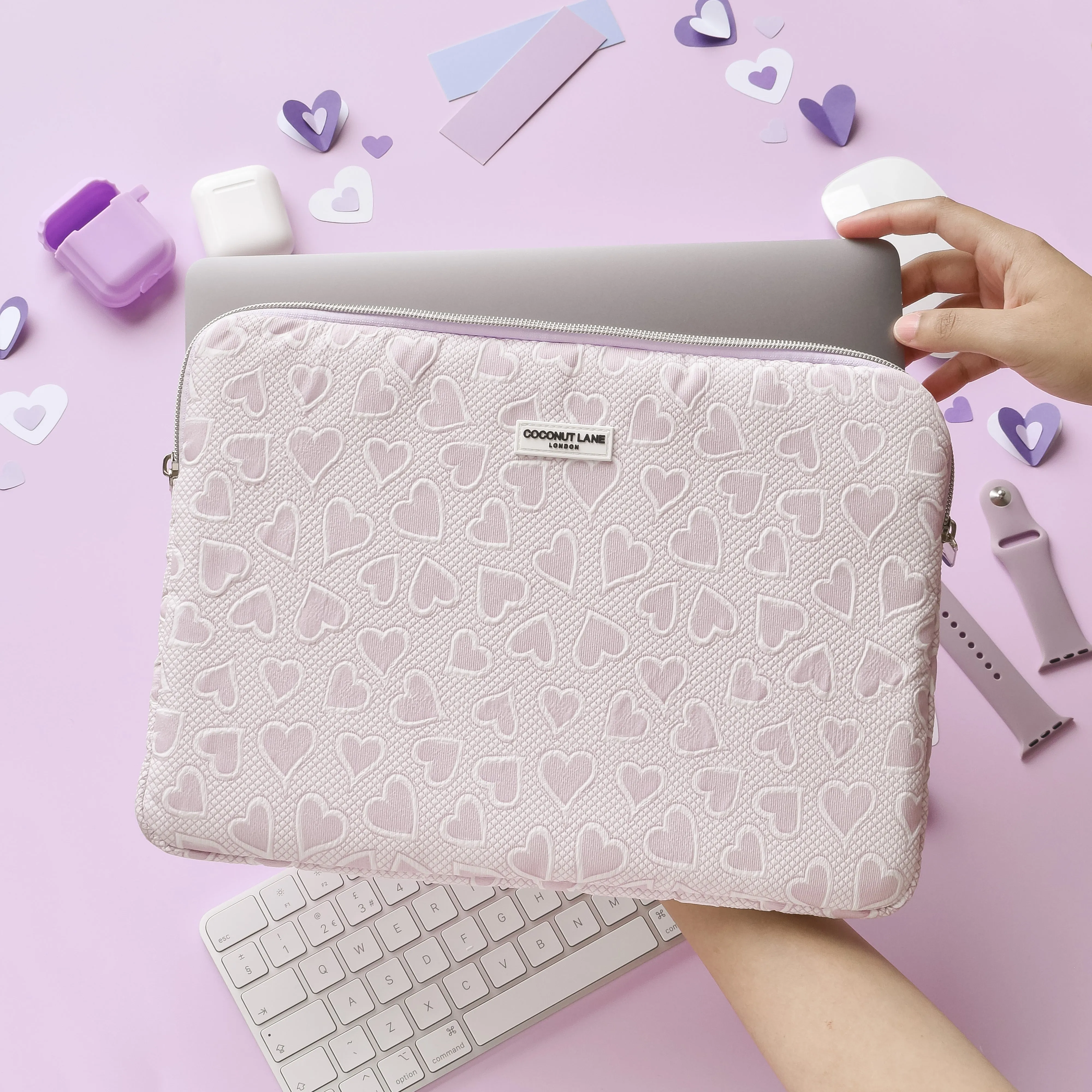 Lilac Hearts Laptop Sleeve