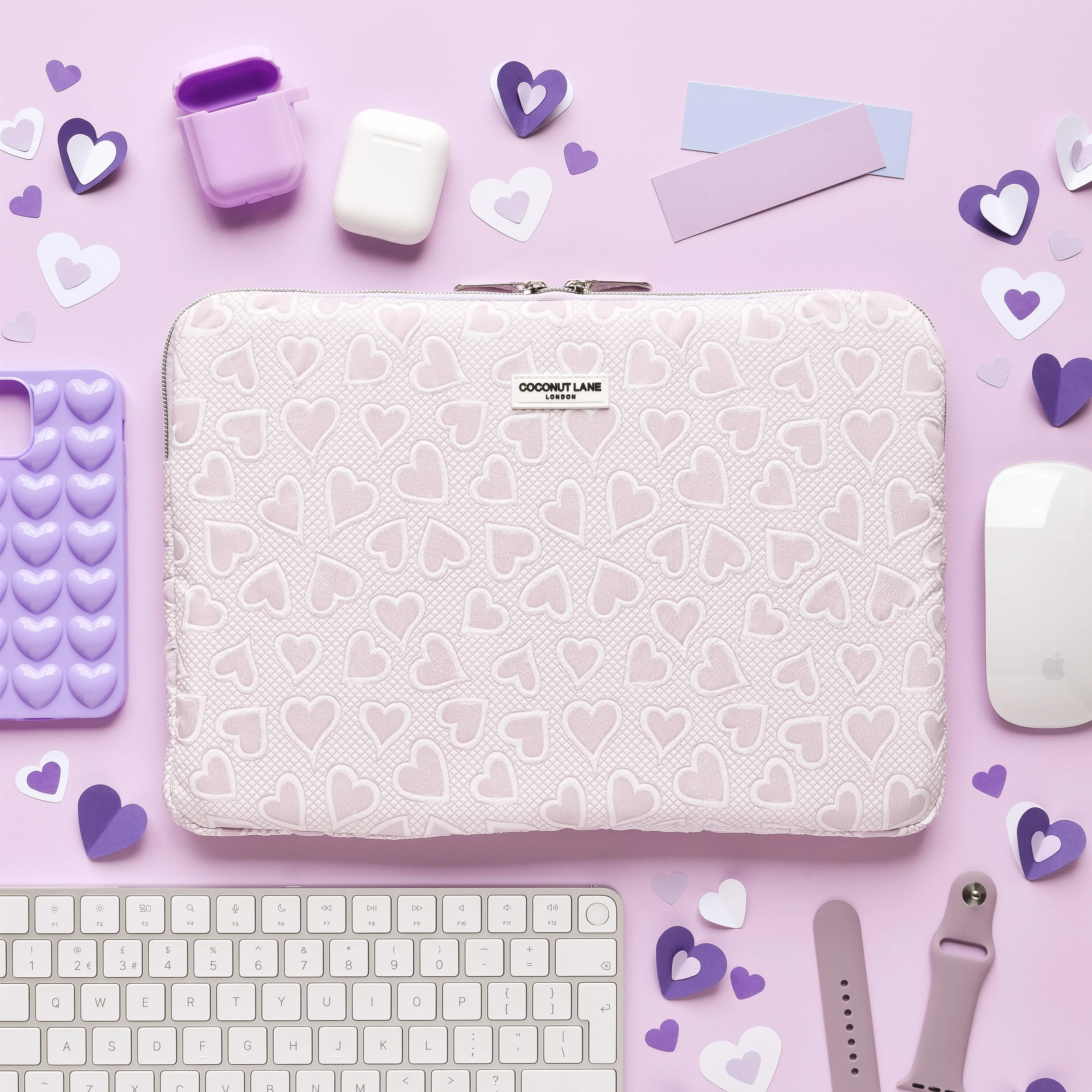 Lilac Hearts Laptop Sleeve