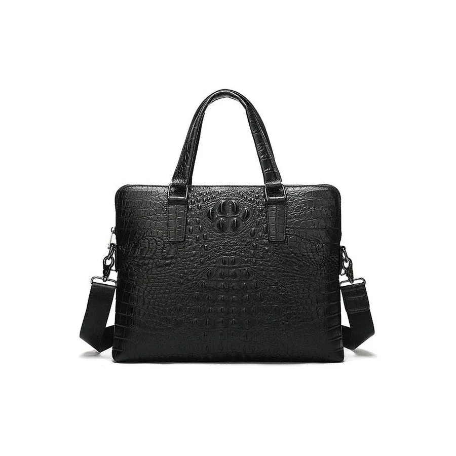 Luxe Croc Embossed Leather Business Briefcase