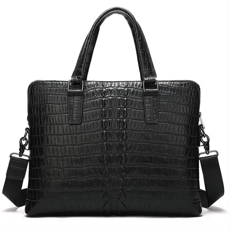 Luxe Croc Embossed Leather Business Briefcase