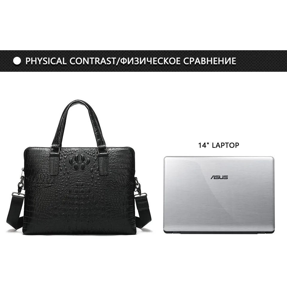 Luxe Croc Embossed Leather Business Briefcase