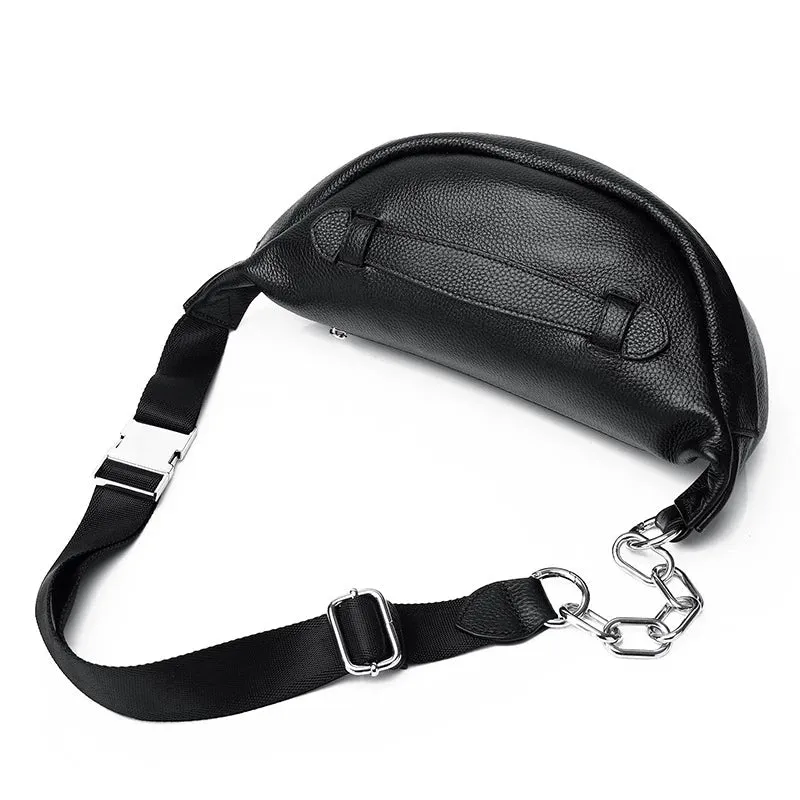 Luxy Moon Black Leather Belly Fanny Pack Belt Purse