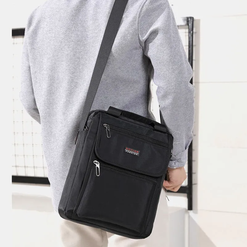 Men Nylon Casual Brief Waterproof Multi-Pocket Multi-Purpose 12 Inch Laptop Bag Handbag Shoulder Crossbody