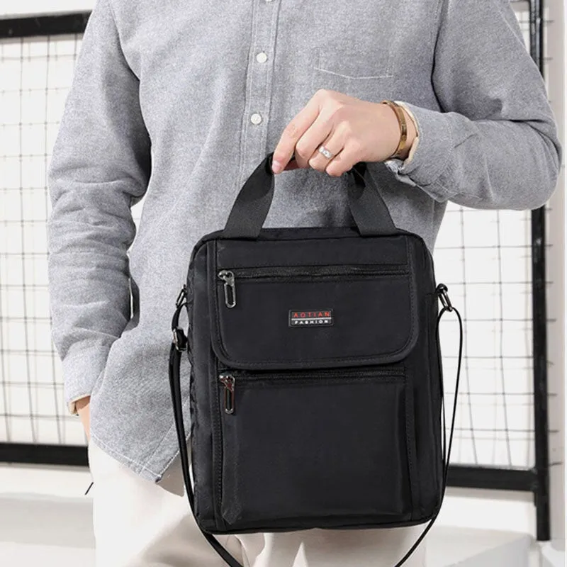 Men Nylon Casual Brief Waterproof Multi-Pocket Multi-Purpose 12 Inch Laptop Bag Handbag Shoulder Crossbody