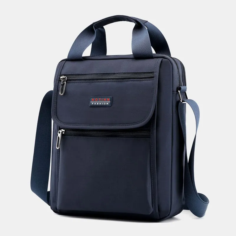 Men Nylon Casual Brief Waterproof Multi-Pocket Multi-Purpose 12 Inch Laptop Bag Handbag Shoulder Crossbody