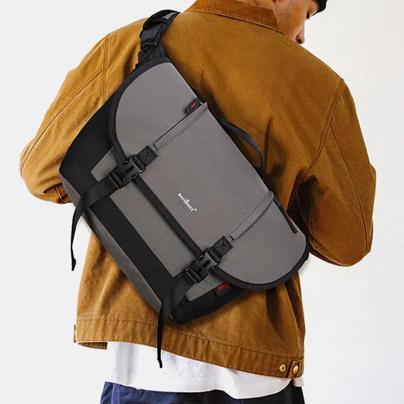 Men Oxford Horizontal Large Capacity Flap-Over Crossbody Shoulder Bag Travel