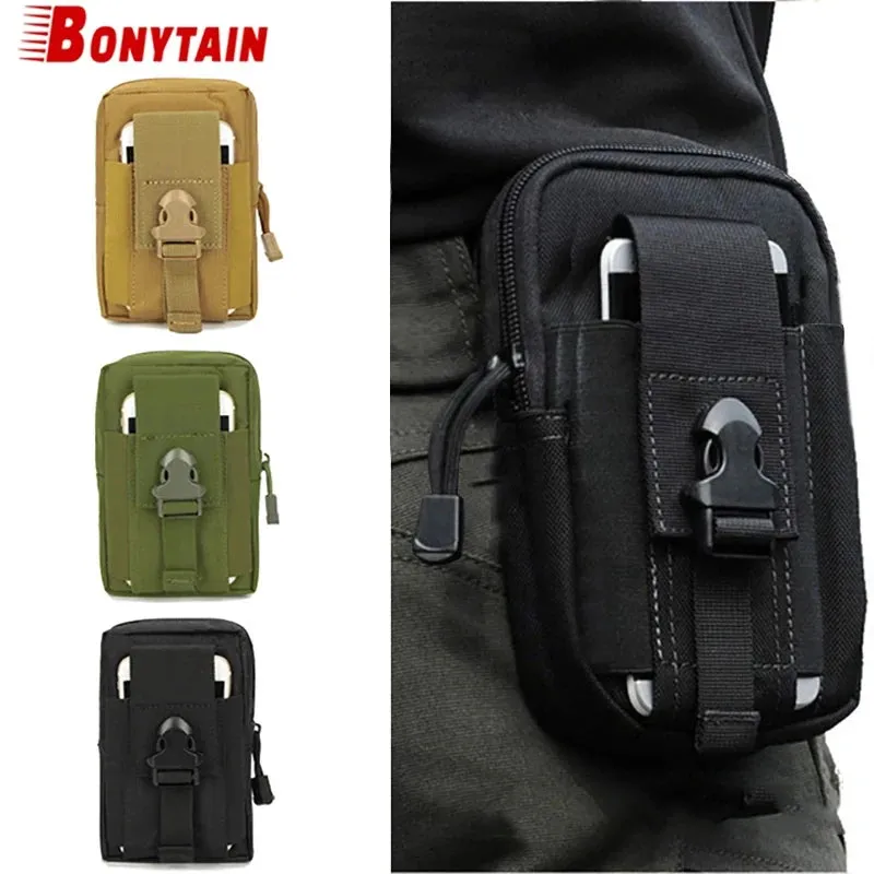 Men Tactical Molle Pouch Belt Waist Pack Bag Phone Pocket Military Waist Fanny Pack Running Pouch Travel Camping Bags Soft Back