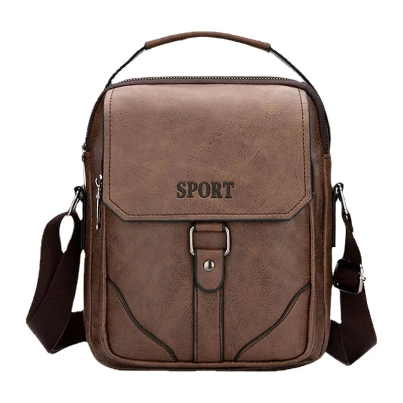 Men Vertical Large Capacity Waterproof Breathable Crossbody Bags Retro Sport Casual Soft Leather Messenger Bag Shoulder Handbag