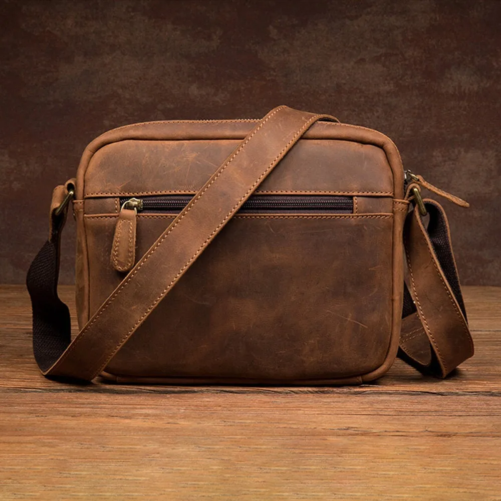 Men Vintage PU Leather Multi-storage Multi-pocket Crossbody Shoulder Bag Briefcase Business Travel Duffel Attache Case