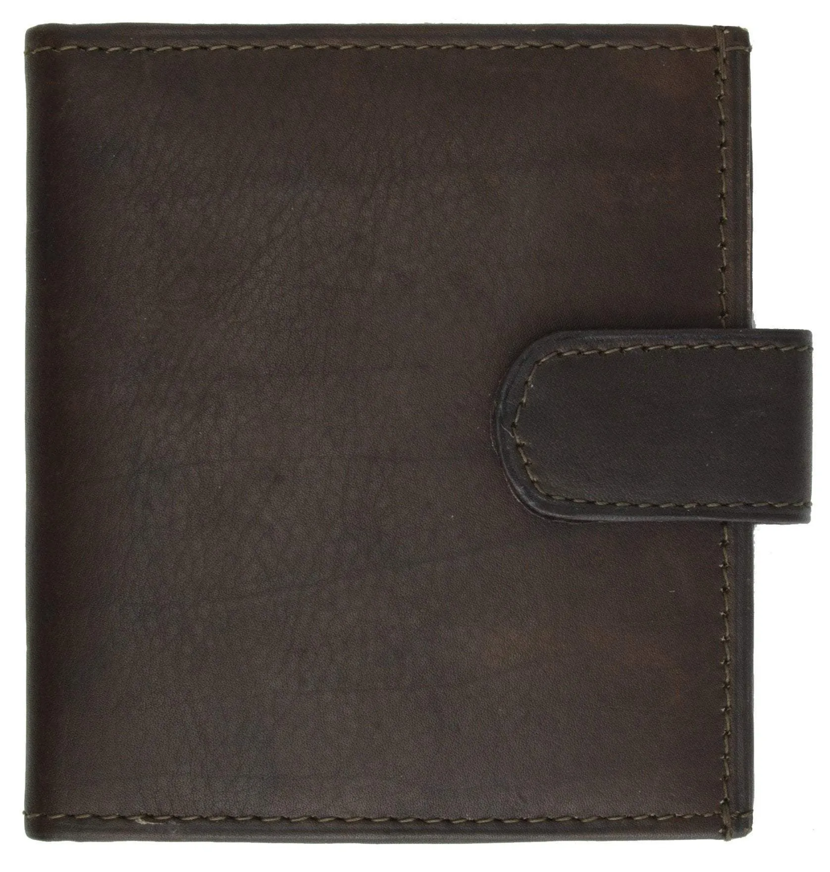 Mens Cowhide Leather Credit Card Holder Trifold Wallet with Snap Enclosure 1512 CF