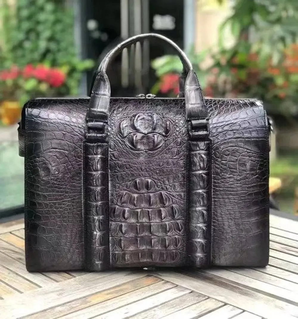 Mens Crocodile Leather Doctor Bag Laptop Computer Handbag