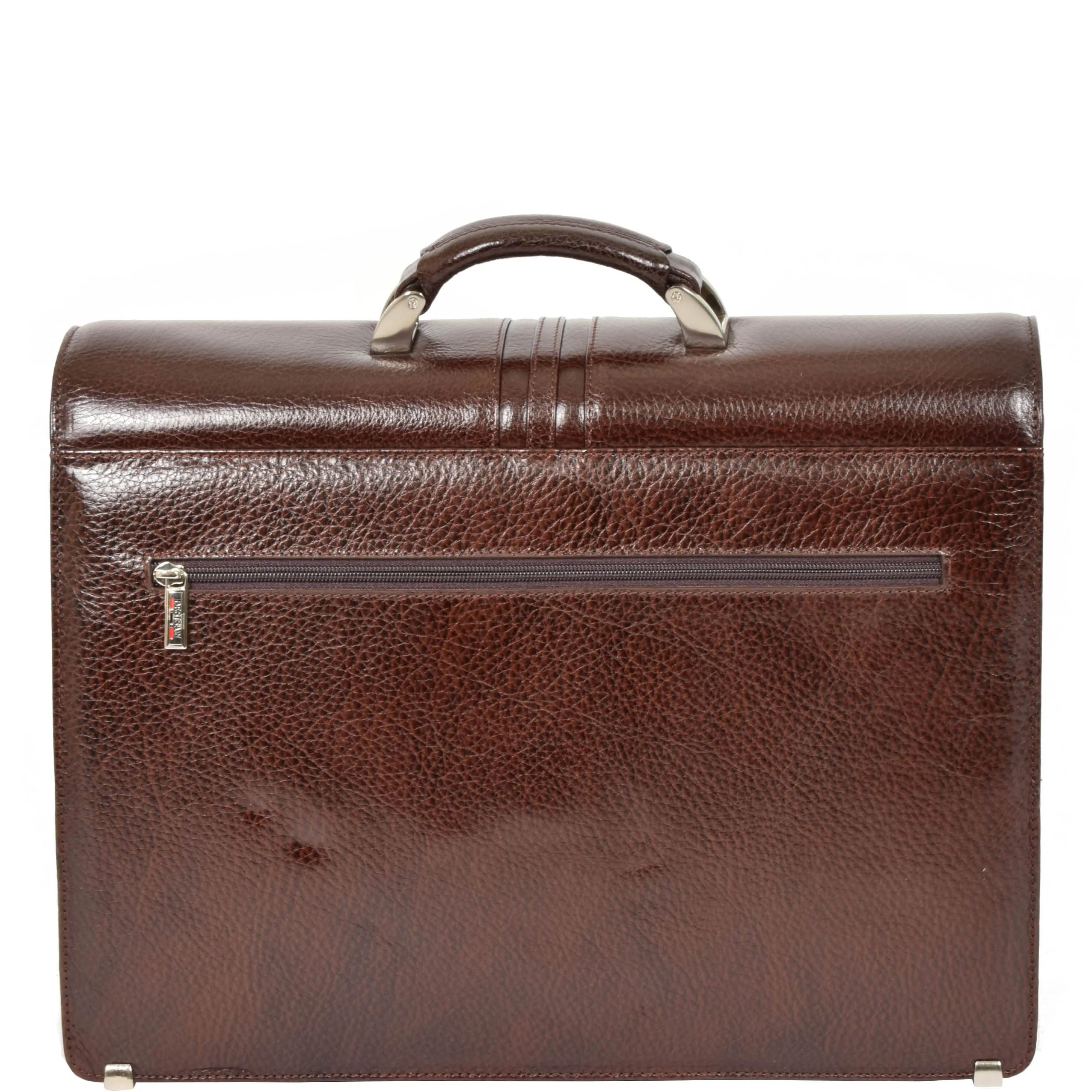 Mens Real Leather Briefcase Classic Bag Organiser CARTER Brown