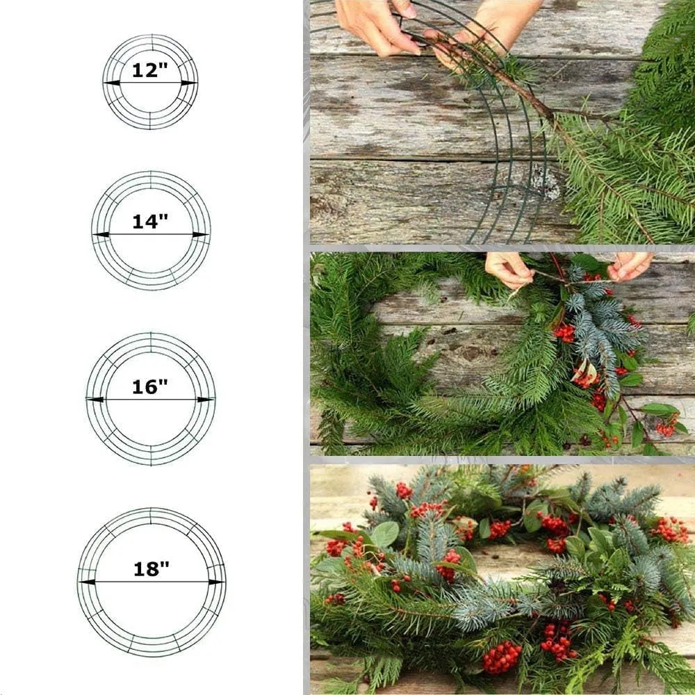 MTB Wire Wreath Frame 18 Inch Green, Pack of 10 Wreath Form Wreath Rings for DIY Christmas New Year Decor