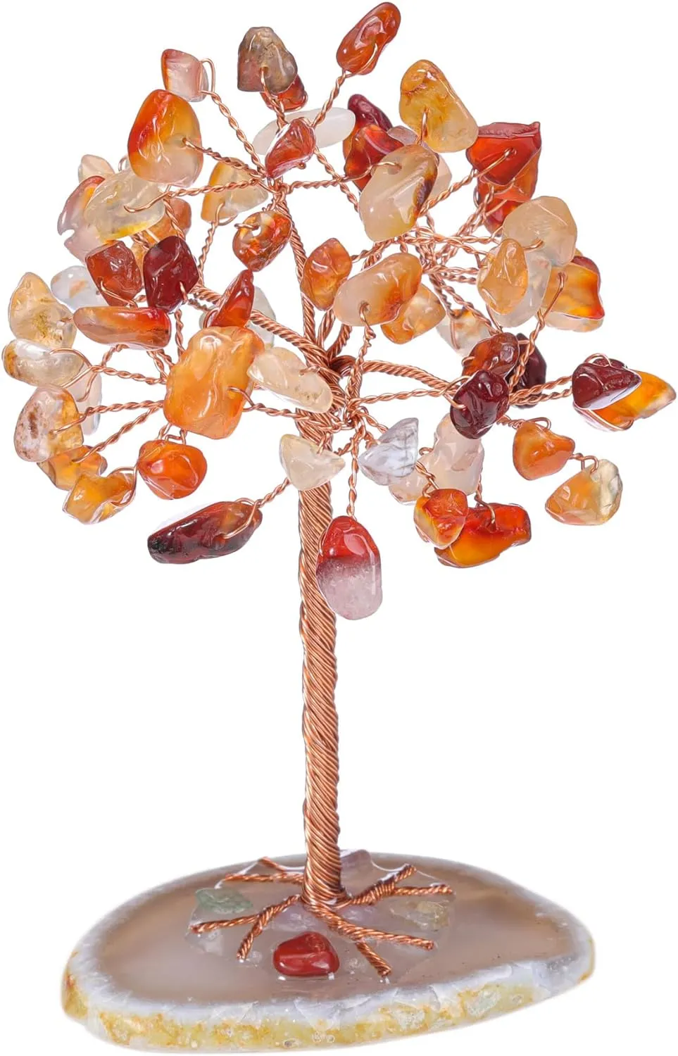 Natural 7 Chakra Healing Crystals Tree on Agate Slice Base Healing Stones Gem Money Tree for Feng Shui Home Office Table Decorations