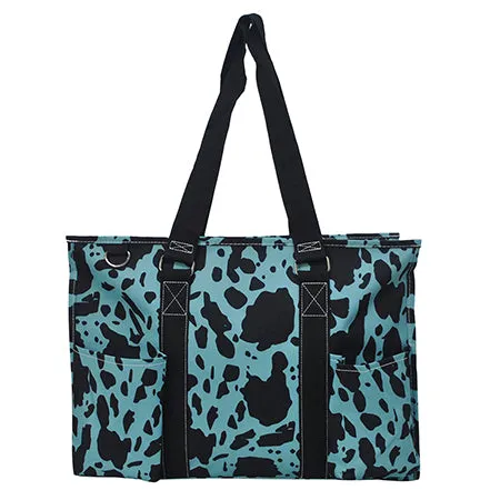 Neon Cow Turquoise NGIL Zippered Caddy Large Organizer Tote Bag