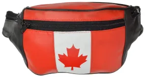 New Genuine Leather Canada Flag Waist Bag Fanny Pack with Adjustable Strap 963 (C)