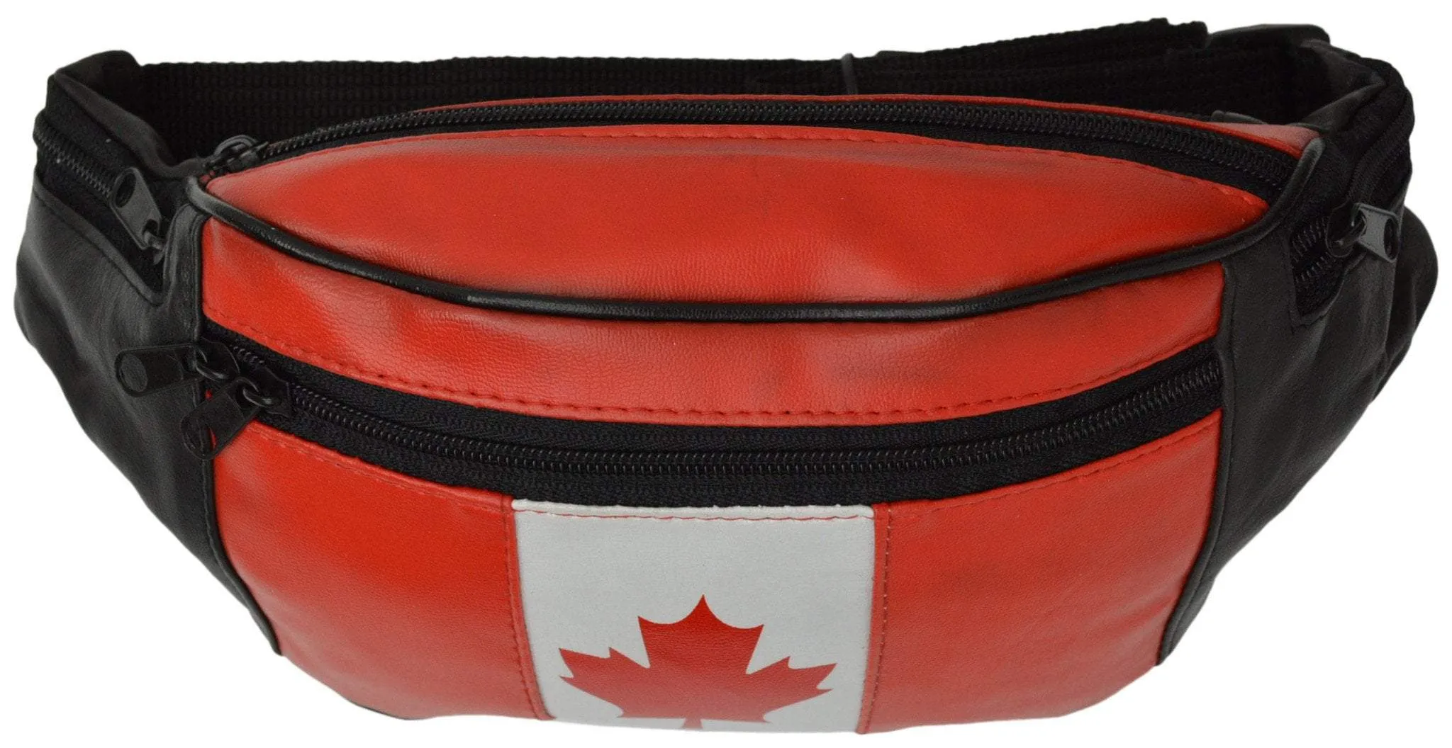 New Genuine Leather Canada Flag Waist Bag Fanny Pack with Adjustable Strap 963 (C)