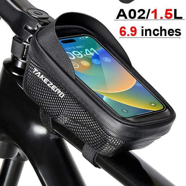 NEWBOLER Bike Bag 1.5L Frame Front Tube Cycling Bag Bicycle Waterproof Phone Case Holder 6.9Inches Touchscreen Bag Accessorie