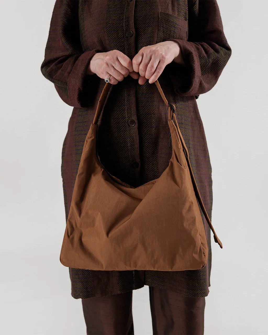 Nylon Shoulder Bag - Brown