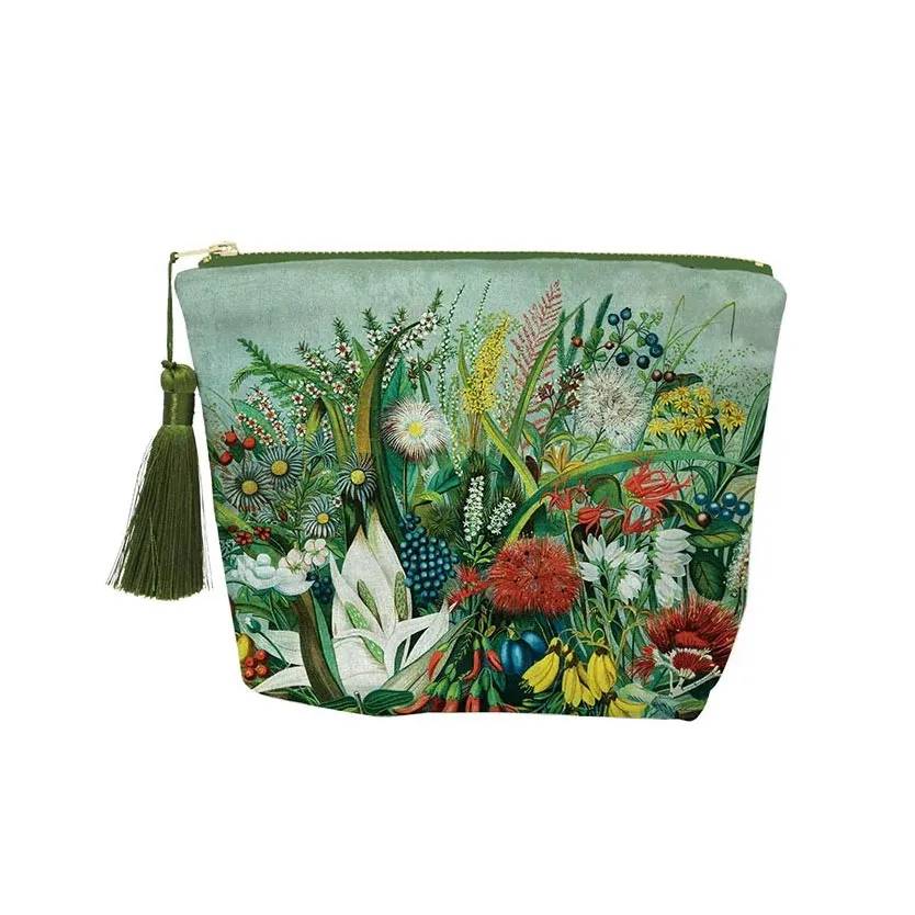 NZ Native Flowers Velvet Cosmetics Bag