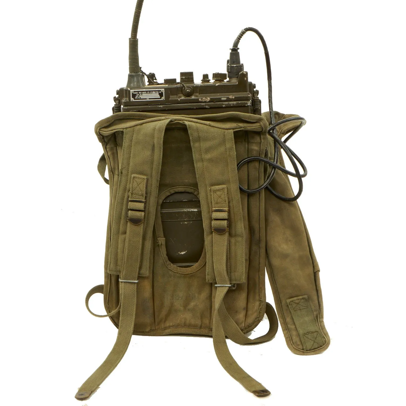 Original U.S. Korean War Vietnam War RT-176A AN/PRC-10 Backpack Radio Rig - Serial No. LBAD-6906