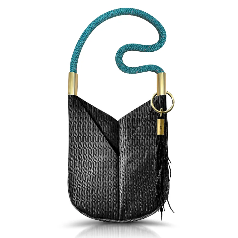 Original Wildwood Bag | Large Crossbody in Black Basketweave Leather