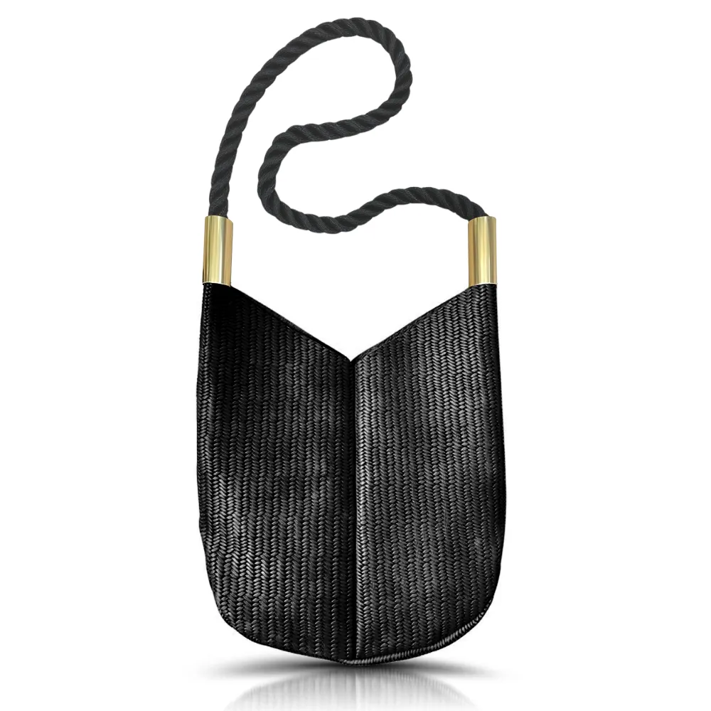 Original Wildwood Bag | Large Crossbody in Black Basketweave Leather