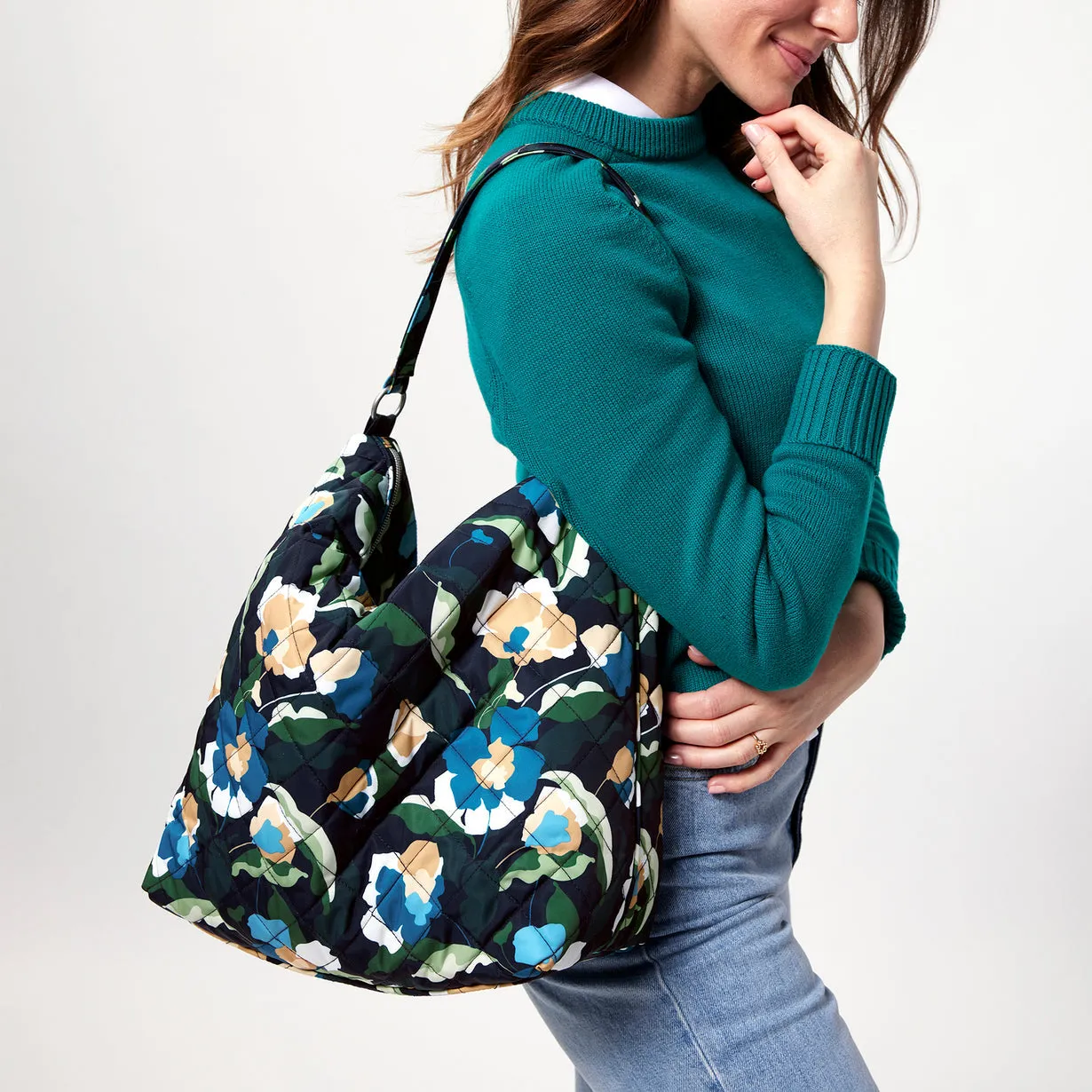 Oversize Hobo Shoulder Bag - Immersed Blooms