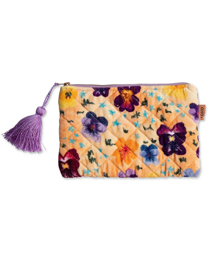 Pansy Velvet Cosmetic Purse