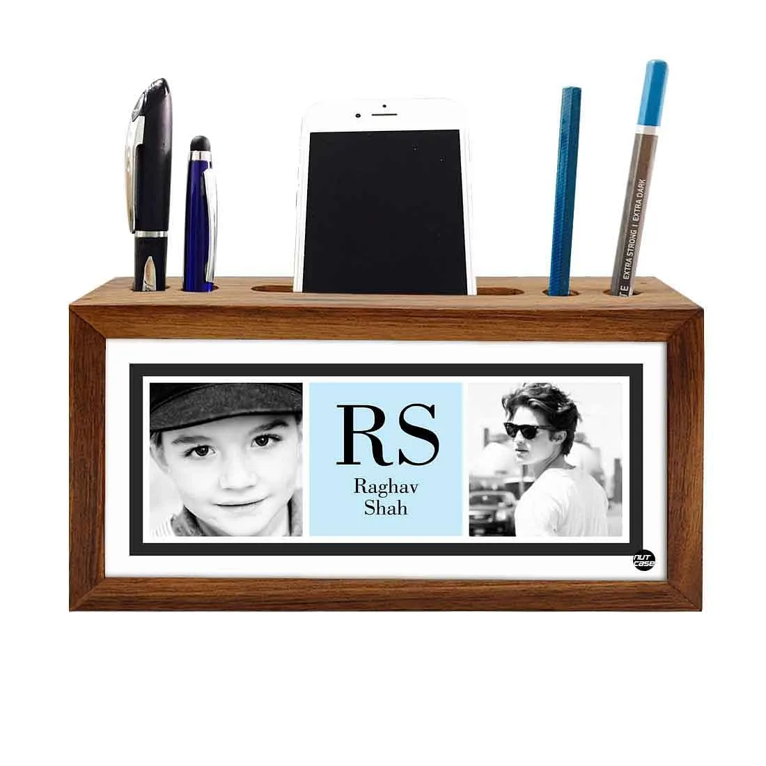 Personalized personalized Wood desk organizer - Add Your Text - Boy