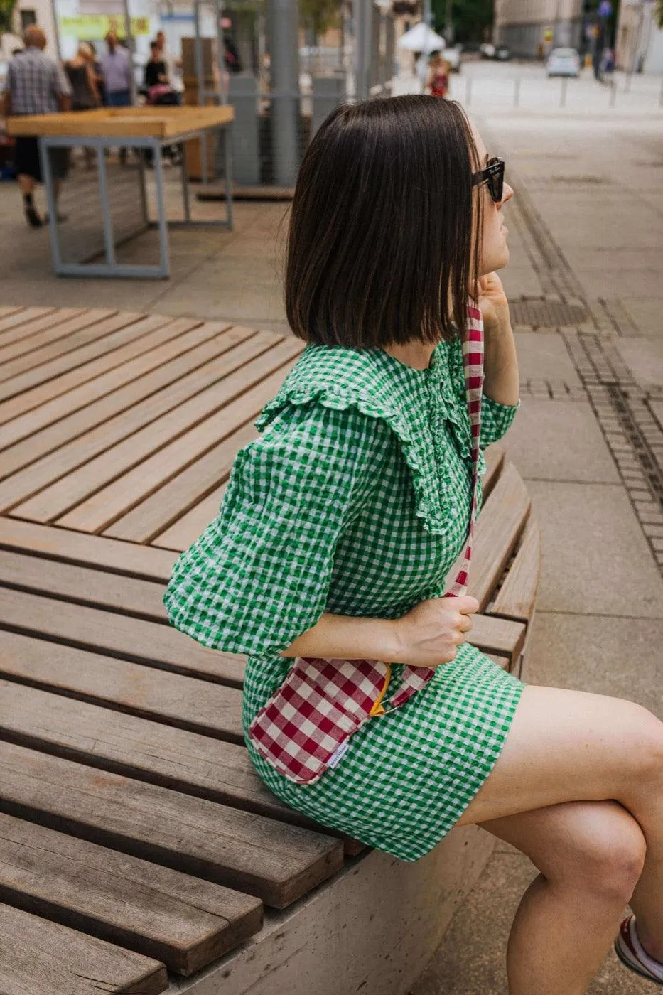 Phone Pouch | Gingham | Red Plum