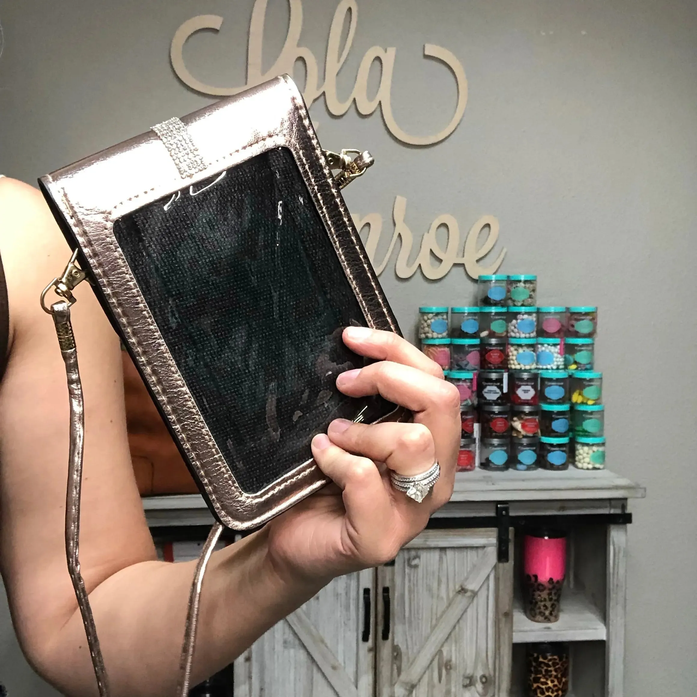 Phone Window Cross Body Bag with Bling