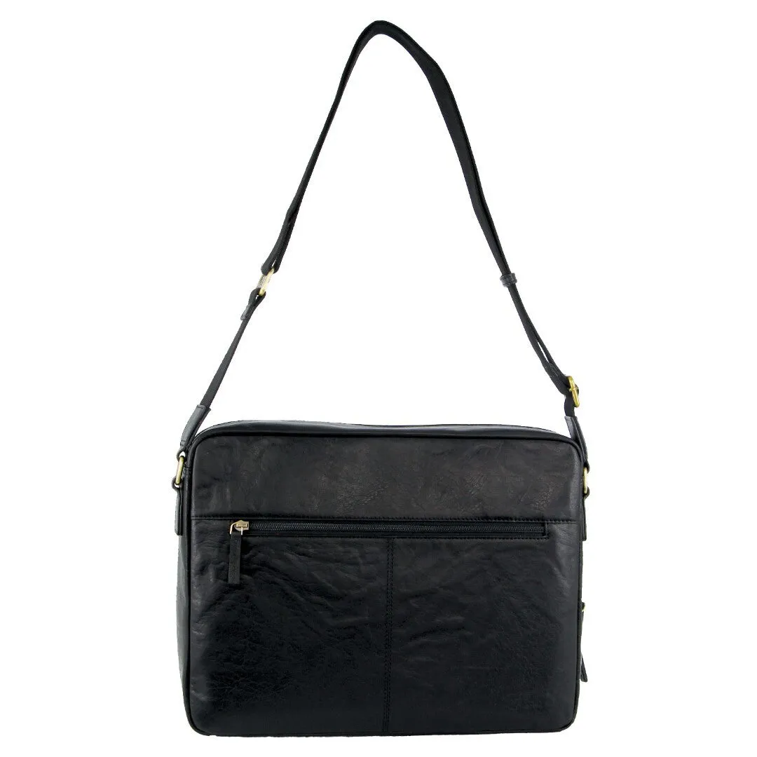 Pierre Cardin Crumpled Leather 15" Laptop Bag (Black)