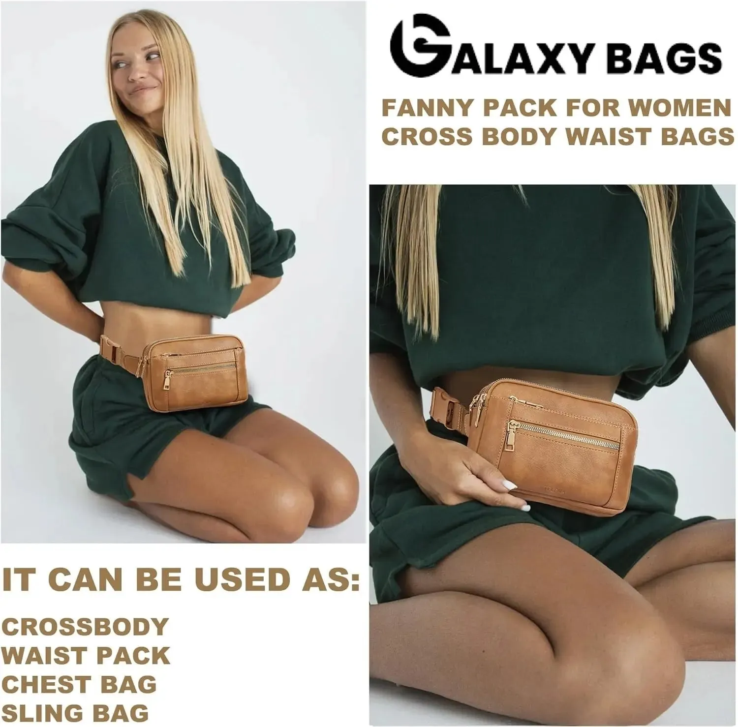 Premium Leather Fanny Pack - Lightweight Waist Bag with Adjustable Belt