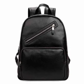 Preppy Style Leather Laptop Backpack