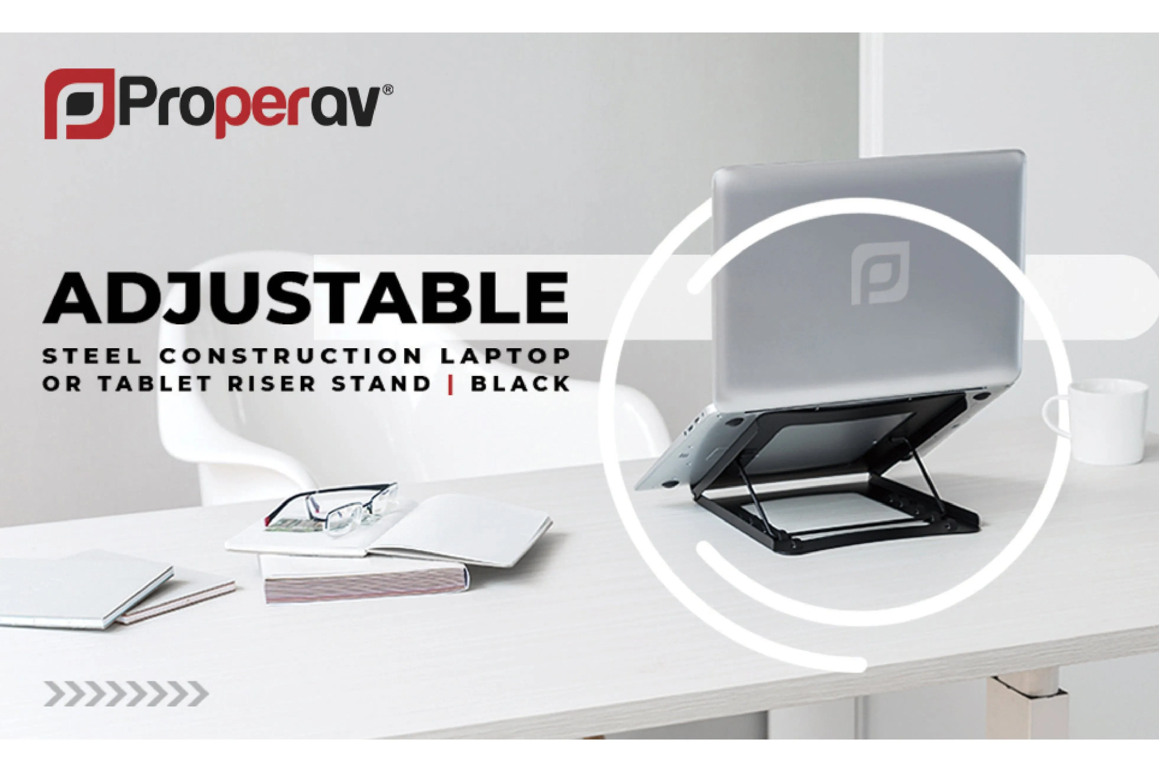 ProperAV Steel Construction Laptop or Tablet Stand with 5 Adjustable Settings