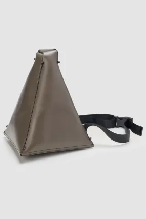 Pyramid crossbody bucket bag in gray