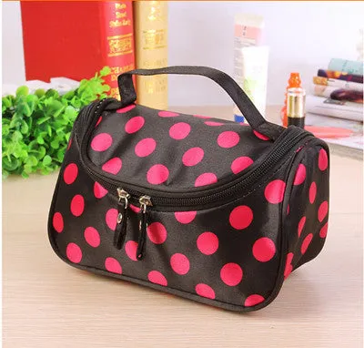 QICAI.YANZI neceser Dot Cosmetic Bag Lady Travel Organizer Accessory Toiletry Zipper 2017 Hot Sale Makeup Bag Holder Bag S386