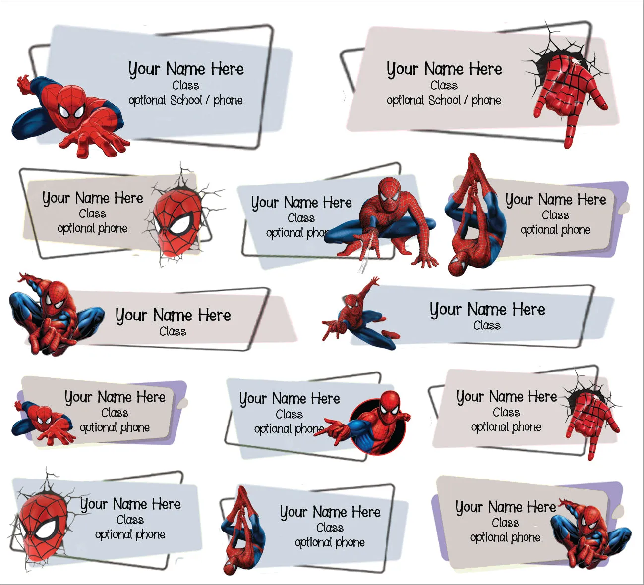 ""Spiderman" School labels packs