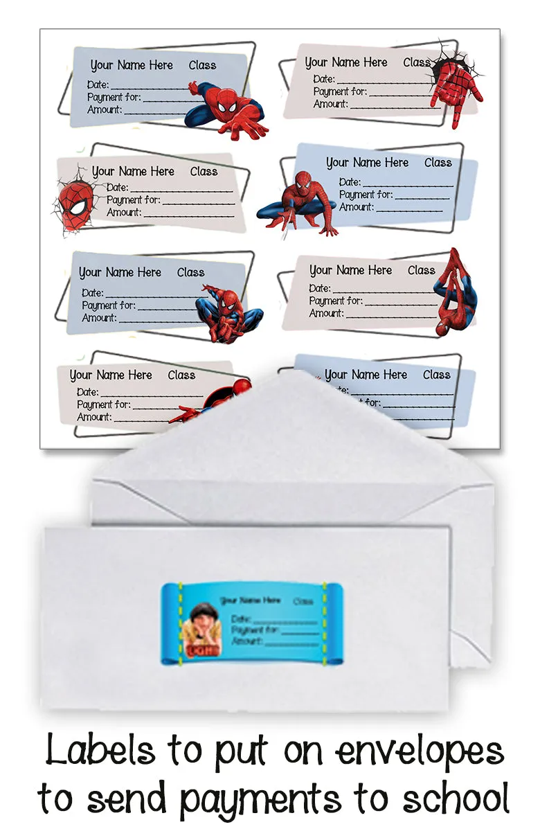 ""Spiderman" School labels packs