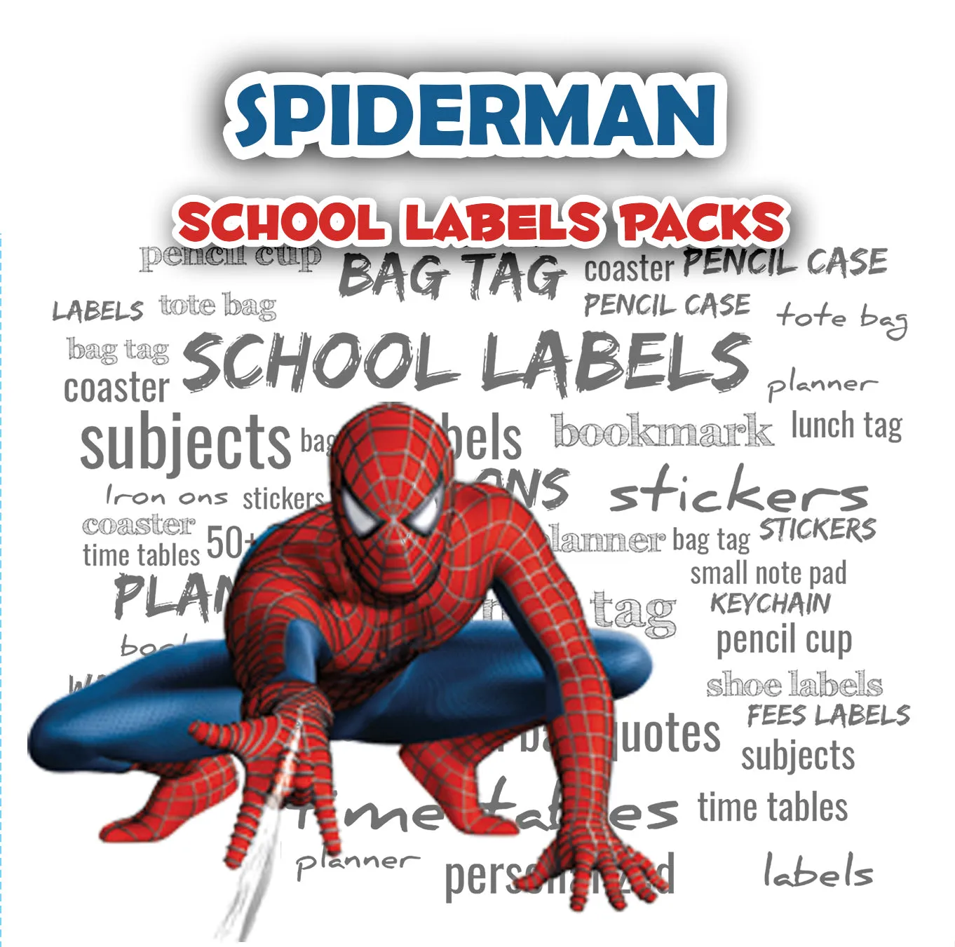 ""Spiderman" School labels packs