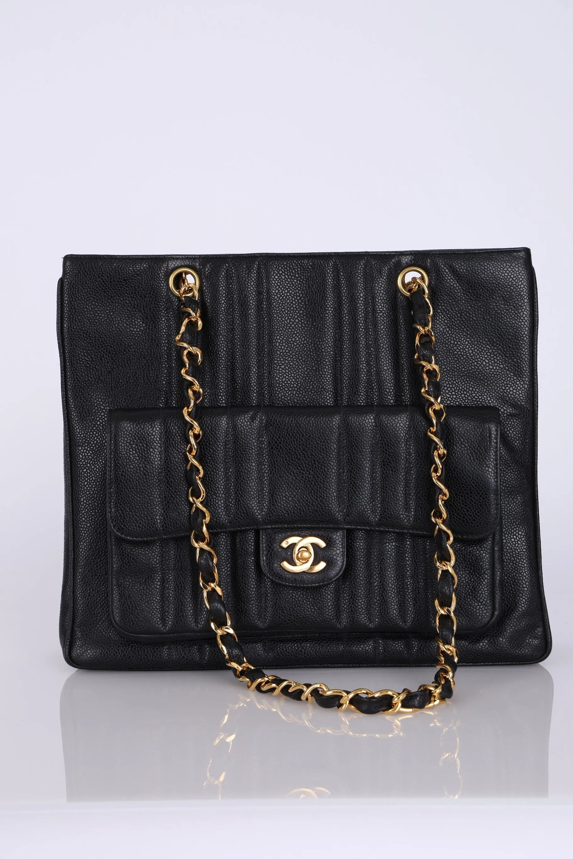 Rare CL Caviar Mademoiselle Pocket Turnlock Tote