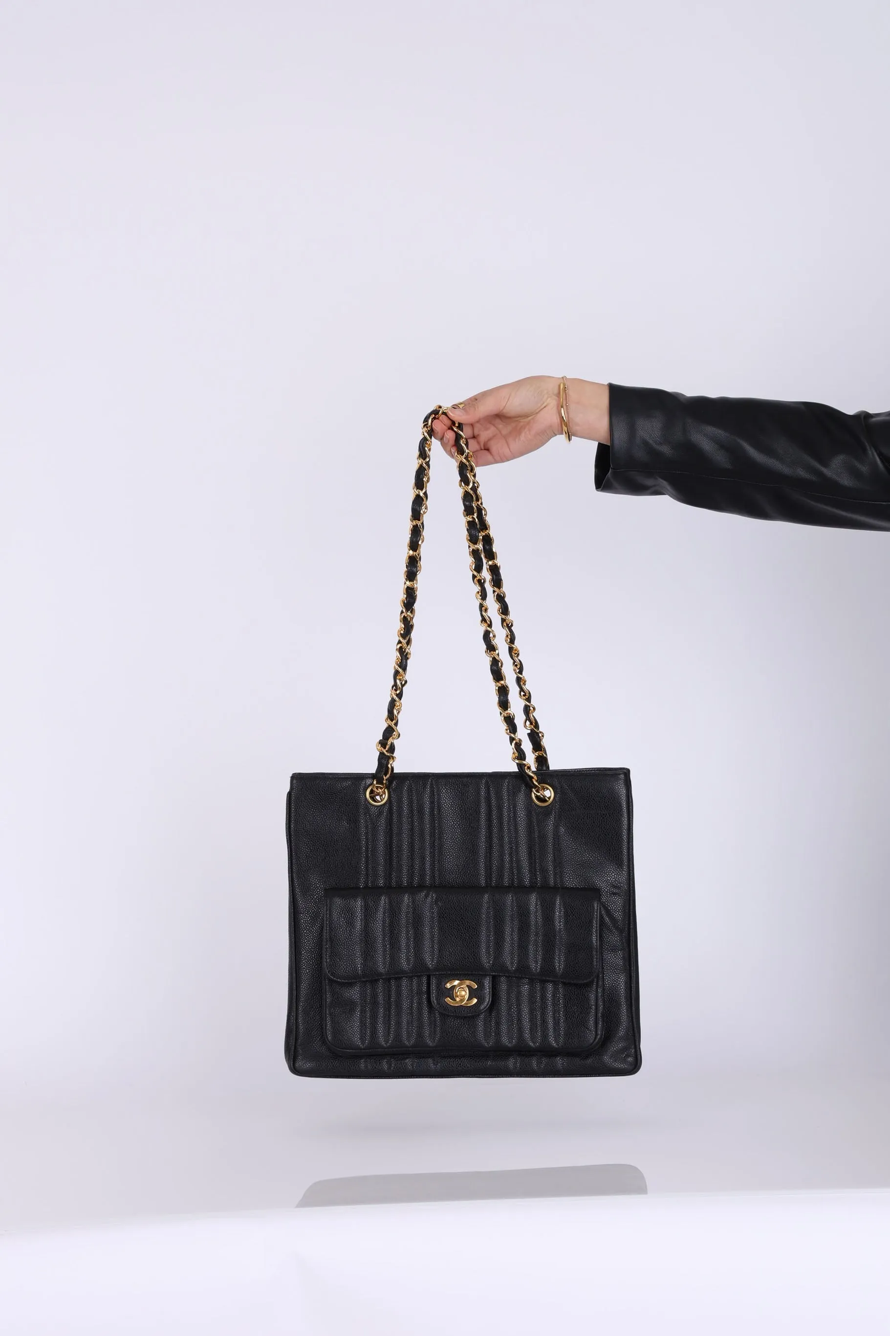 Rare CL Caviar Mademoiselle Pocket Turnlock Tote