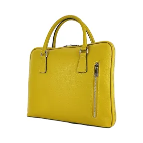 Renato Borzatta Unisex Mustard Leather Executive Briefcase - Italian Craftsmanship